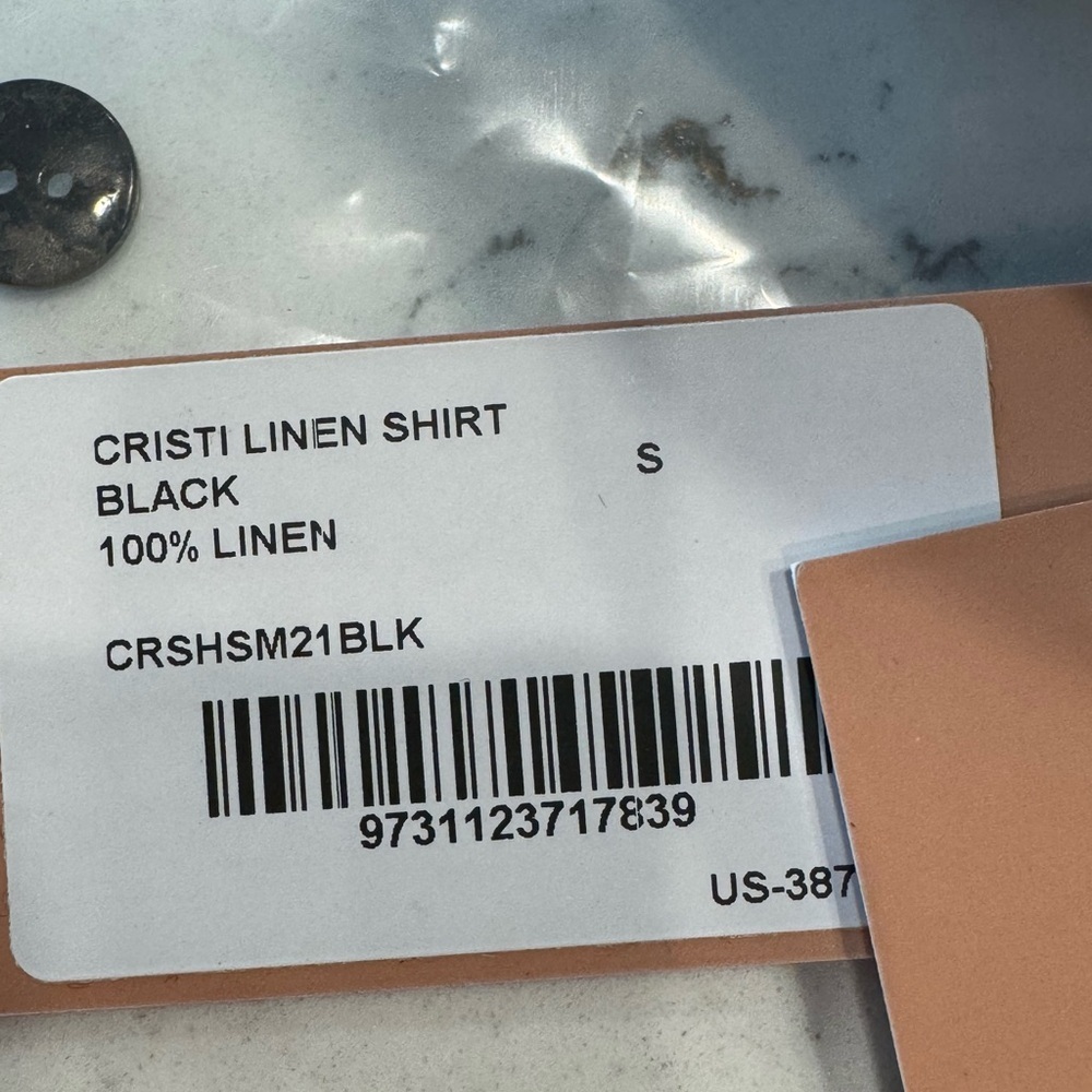 Cultiver X The Curated 100% Linen Belted Black The Cristi Linen Shirt Small Nwt — image 3 of 6